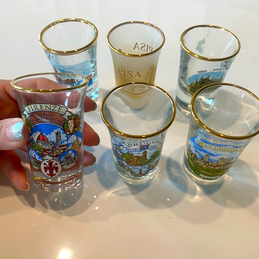 Italian / European Souvenir Shot Glass Set of 6